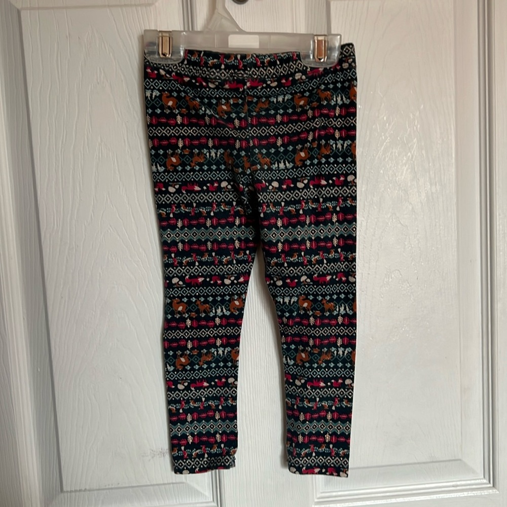 Colorful deer, fox and leaf print leggings - size 24 M